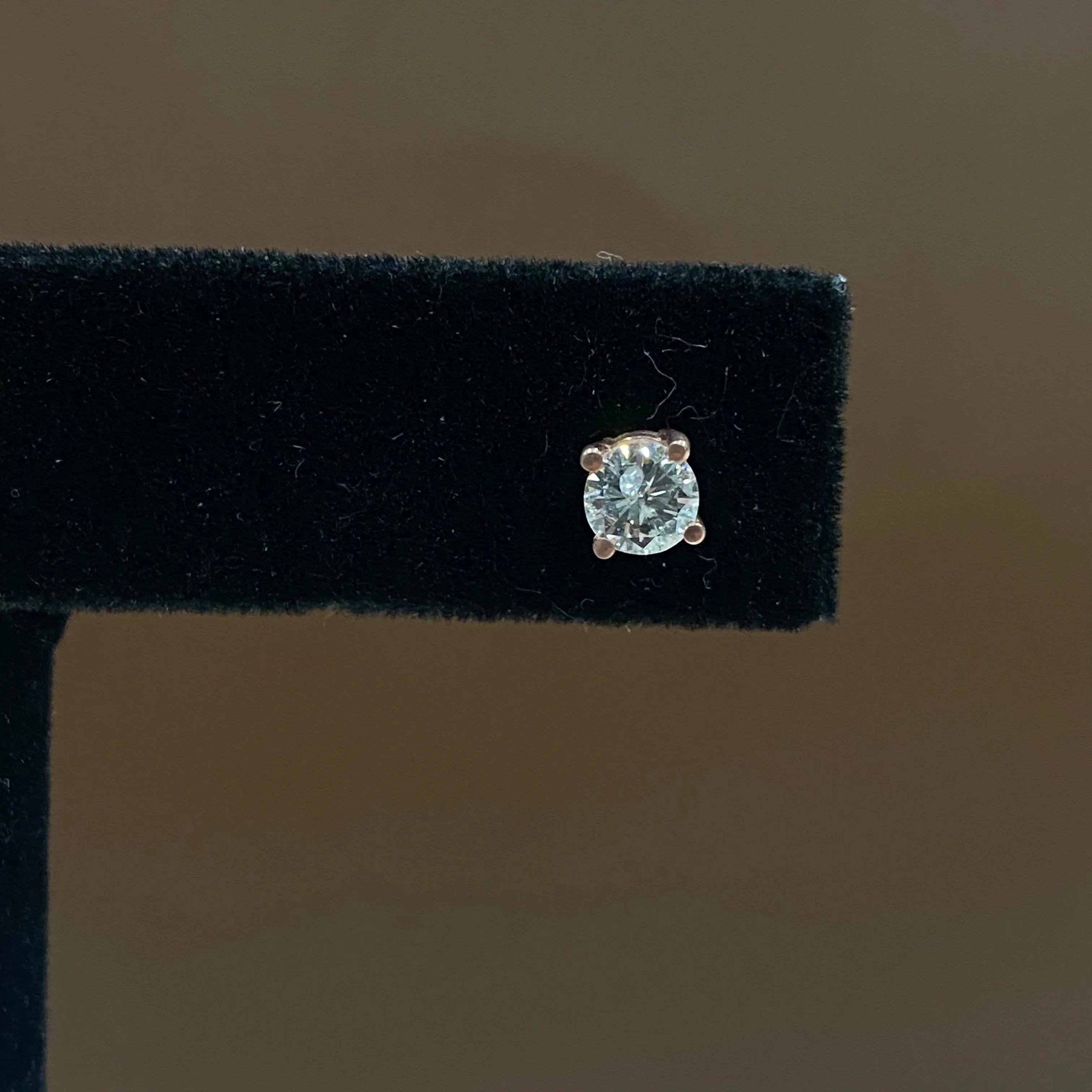 14K Rose Gold Diamond Luxury Stud Earrings 0.57Ct / 0.8gr