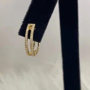 14K Yellow Gold Diamond Fashion Hoop Earrings 0.65Ct / 3.5gr