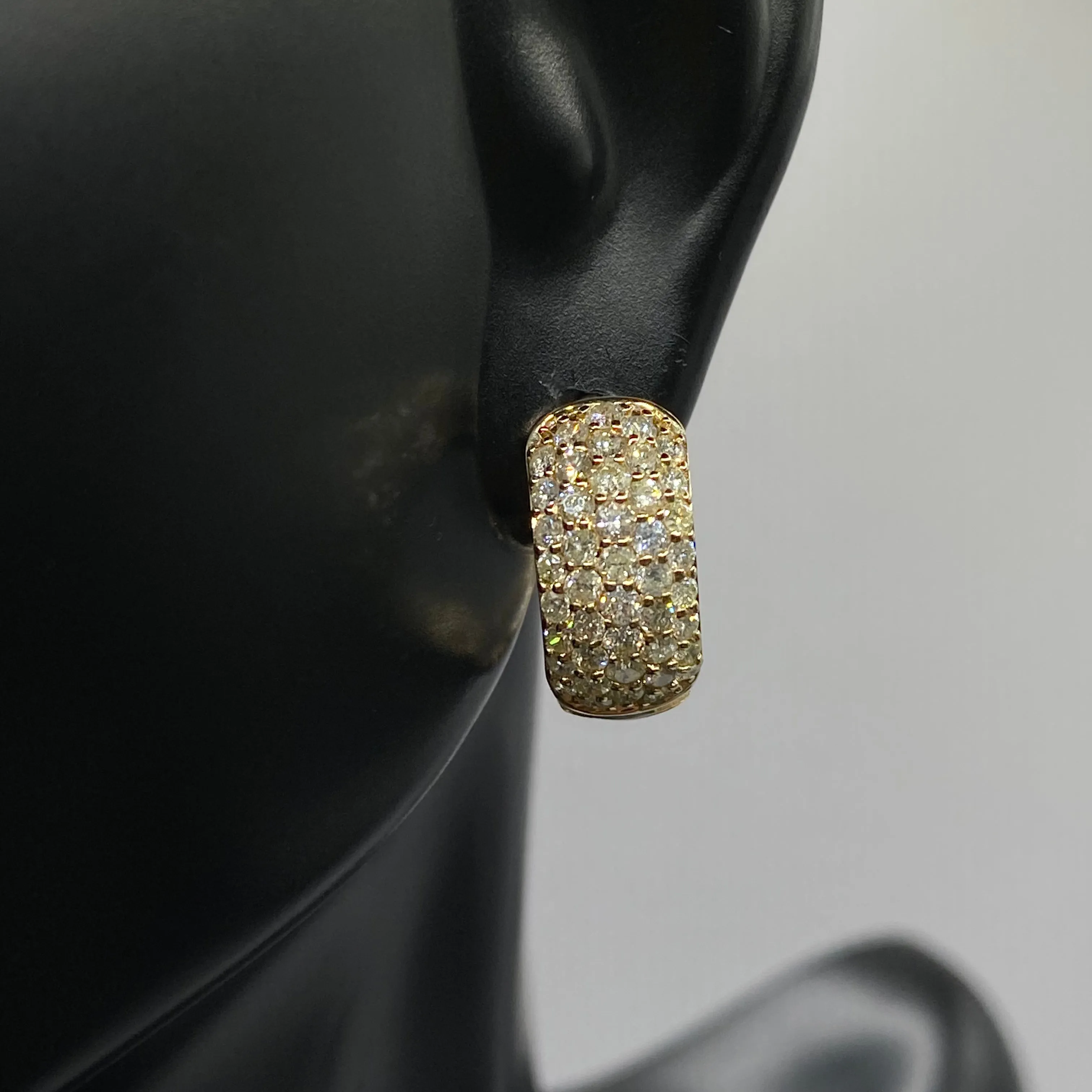 14K Yellow Gold Diamond Fashion Hoop Earrings 1.55Ct / 3.9gr