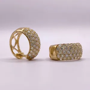 14K Yellow Gold Diamond Fashion Hoop Earrings 1.55Ct / 3.9gr