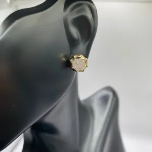 14K Yellow Gold Diamond Fashion Stud Earrings 0.21Ct / 1.6gr