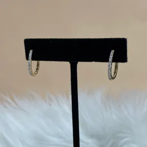 14K Yellow Gold Diamond Hoop Earrings 0.46Ct / 2.6gr