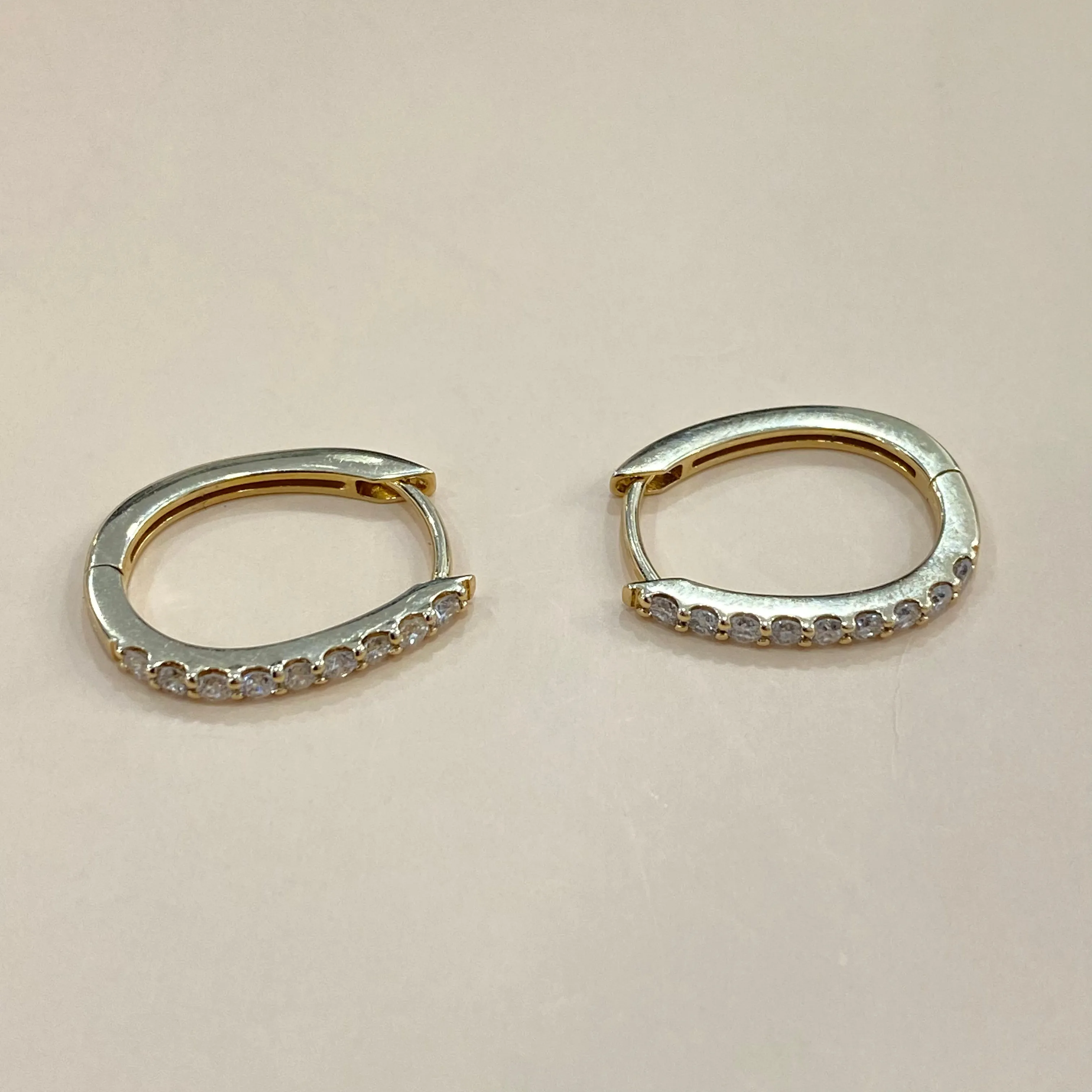 14K Yellow Gold Diamond Hoop Earrings 0.46Ct / 2.6gr