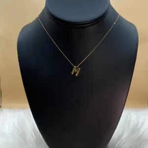 14K Yellow Gold Letter M Jewelry Set With Diamond / 1.5gr