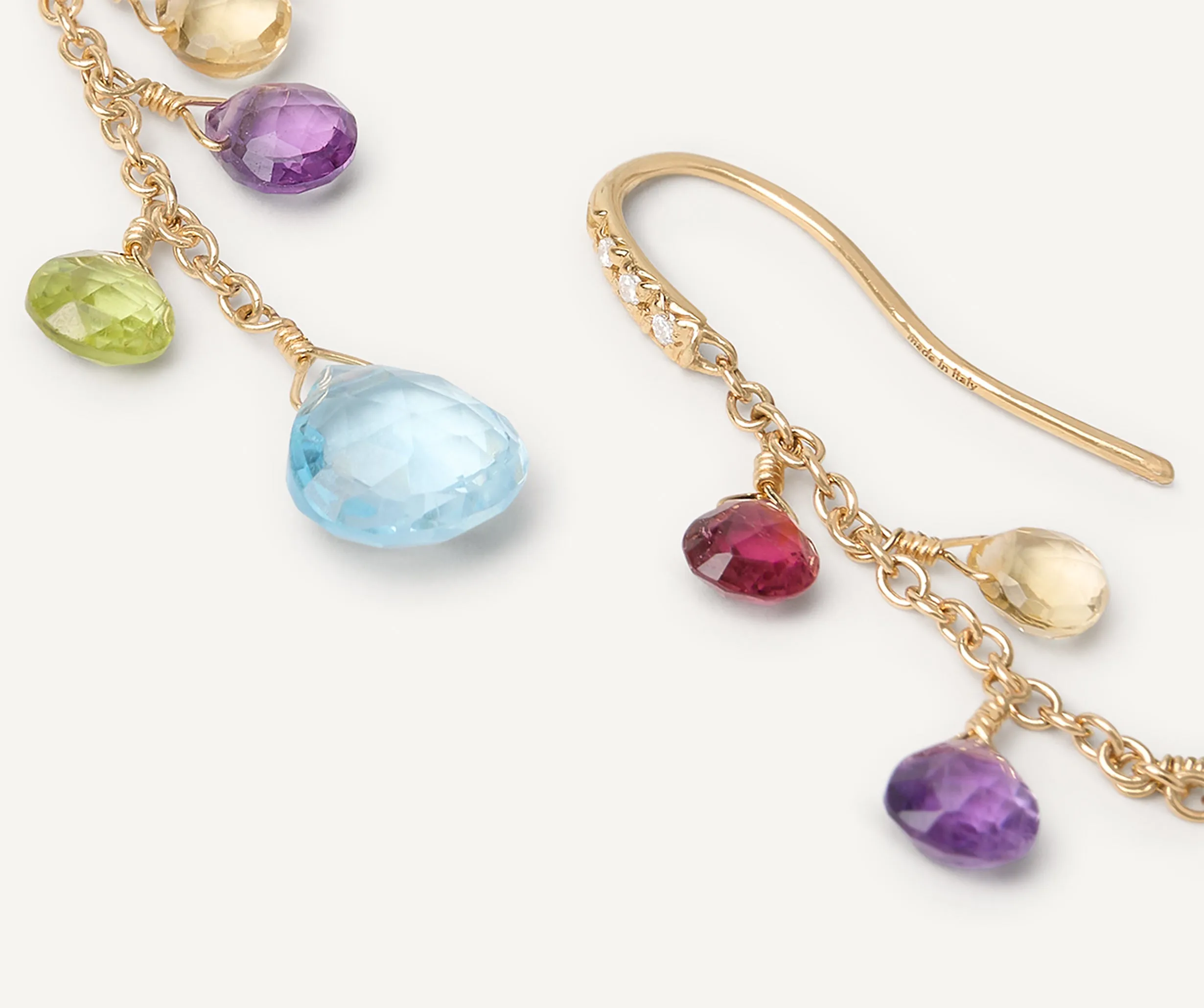 18K Yellow Gold Gemstone Earrings With Diamonds, Medium