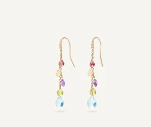 18K Yellow Gold Gemstone Earrings With Diamonds, Medium