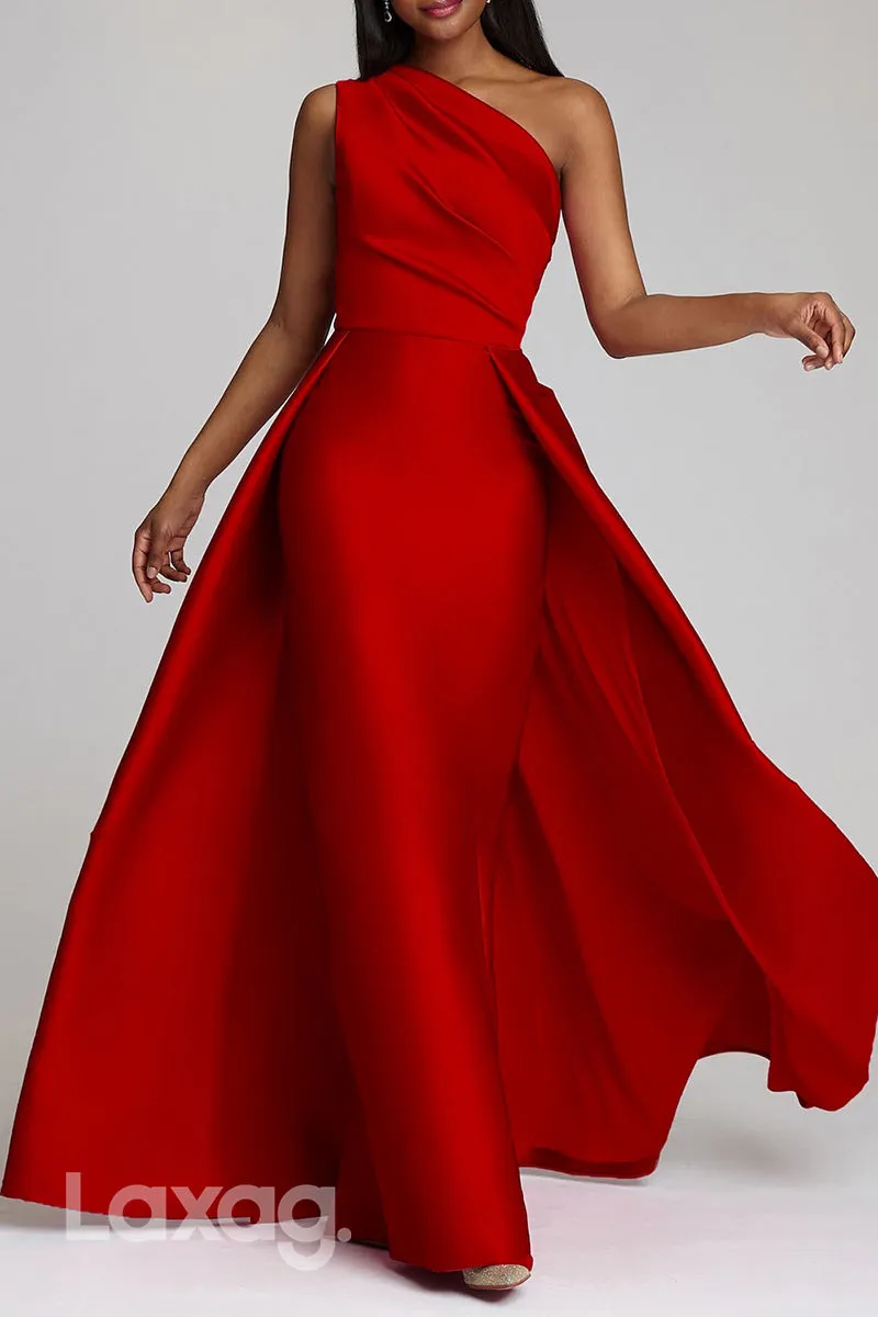 22512 - A-Line One Shoulder Sleek Satin Mother of the Bride Dress