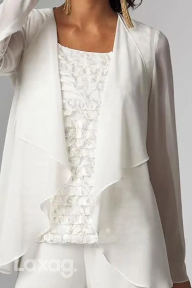 22525 - Elegant Three-Piece Suit Appliques Chiffon Mother Of the Bride Dress