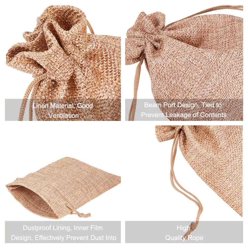 30 pc 30 PCS Linen Burlap Bags with Drawstring Gift Bags Jewelry Pouch for Wedding Party and DIY Craft, Flat Measurement: 13.5cm x 9.5 cm (5.31 x 3.74 Inch)