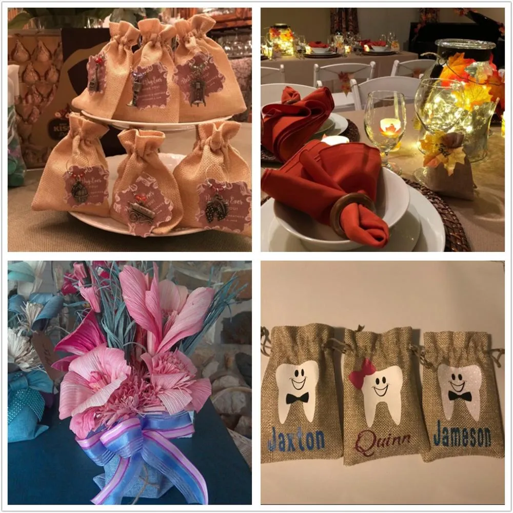 30 pc 30 PCS Linen Burlap Bags with Drawstring Gift Bags Jewelry Pouch for Wedding Party and DIY Craft, Flat Measurement: 13.5cm x 9.5 cm (5.31 x 3.74 Inch)