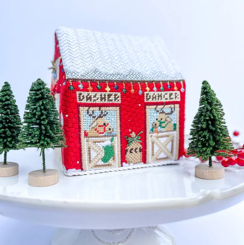 3D Reindeer Barn Needlepoint Canvas