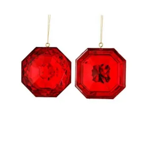 4" Precious Cut Gem Ornament: Red