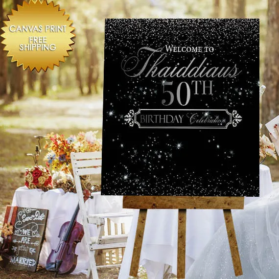50th Birthday Canvas welcome guest book sign