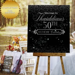 50th Birthday Canvas welcome guest book sign