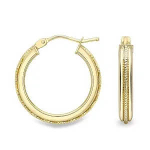 9ct Gold 15mm Bead Hoop Earrings