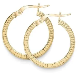 9ct Gold 15mm Fancy Round Hoop Earrings