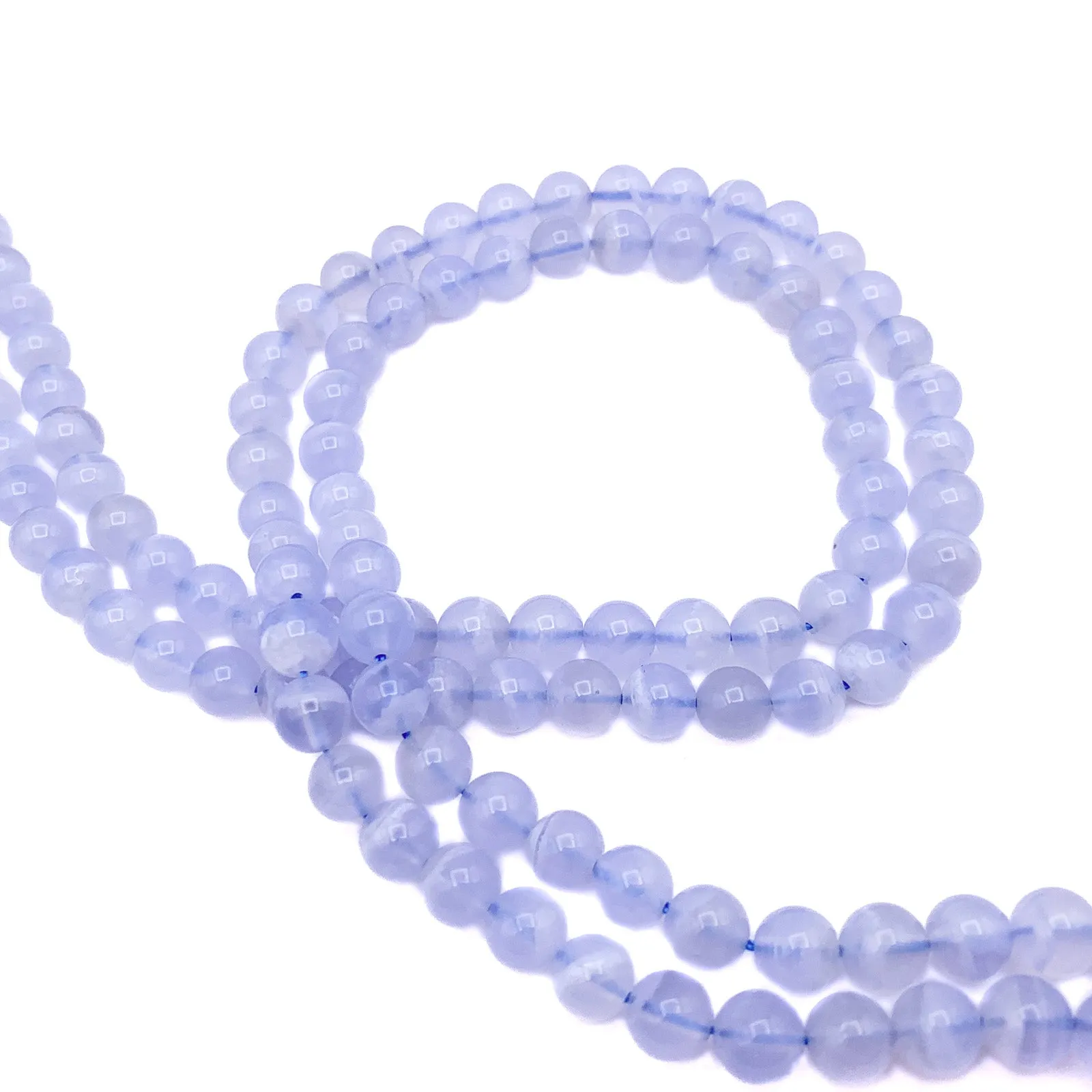Agate Blue Lace AAA 6mm Smooth Rounds Bead Strand