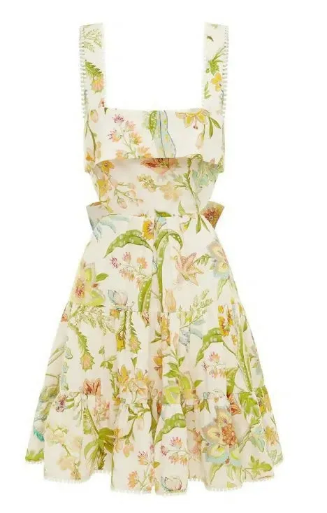 Alemais Ira Cut Out Mini Dress Floral Size 6