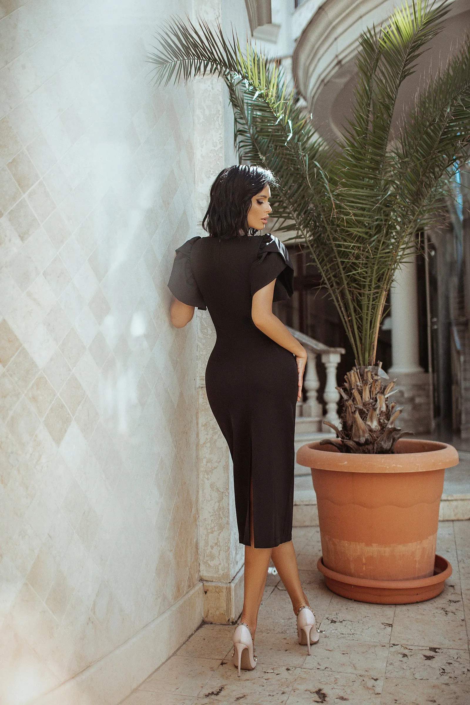 Alexa Puff Sleeve Midi Dress