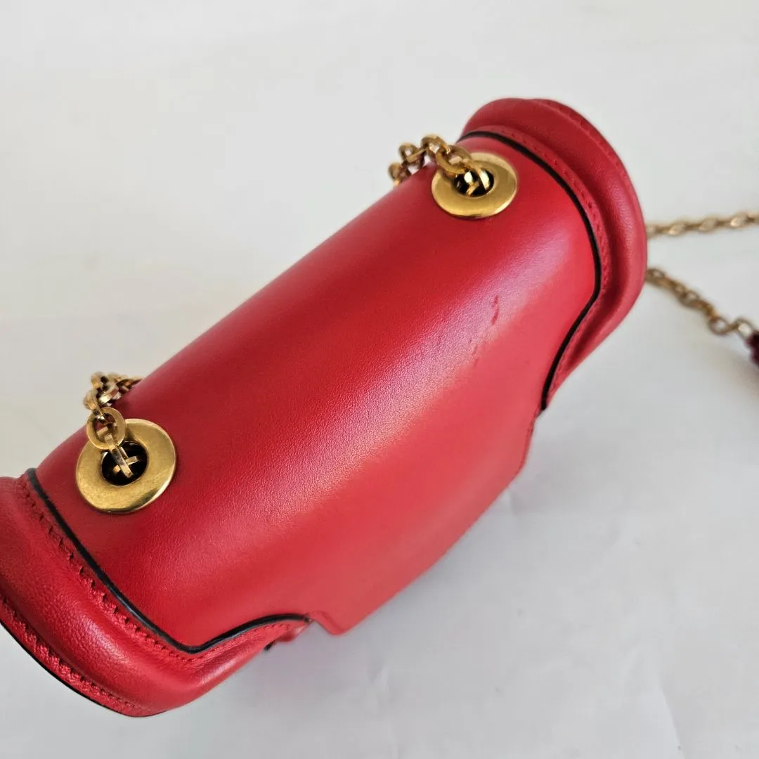 Alexander McQueen Red Leather Mini Heroine Chain Crossbody Bag