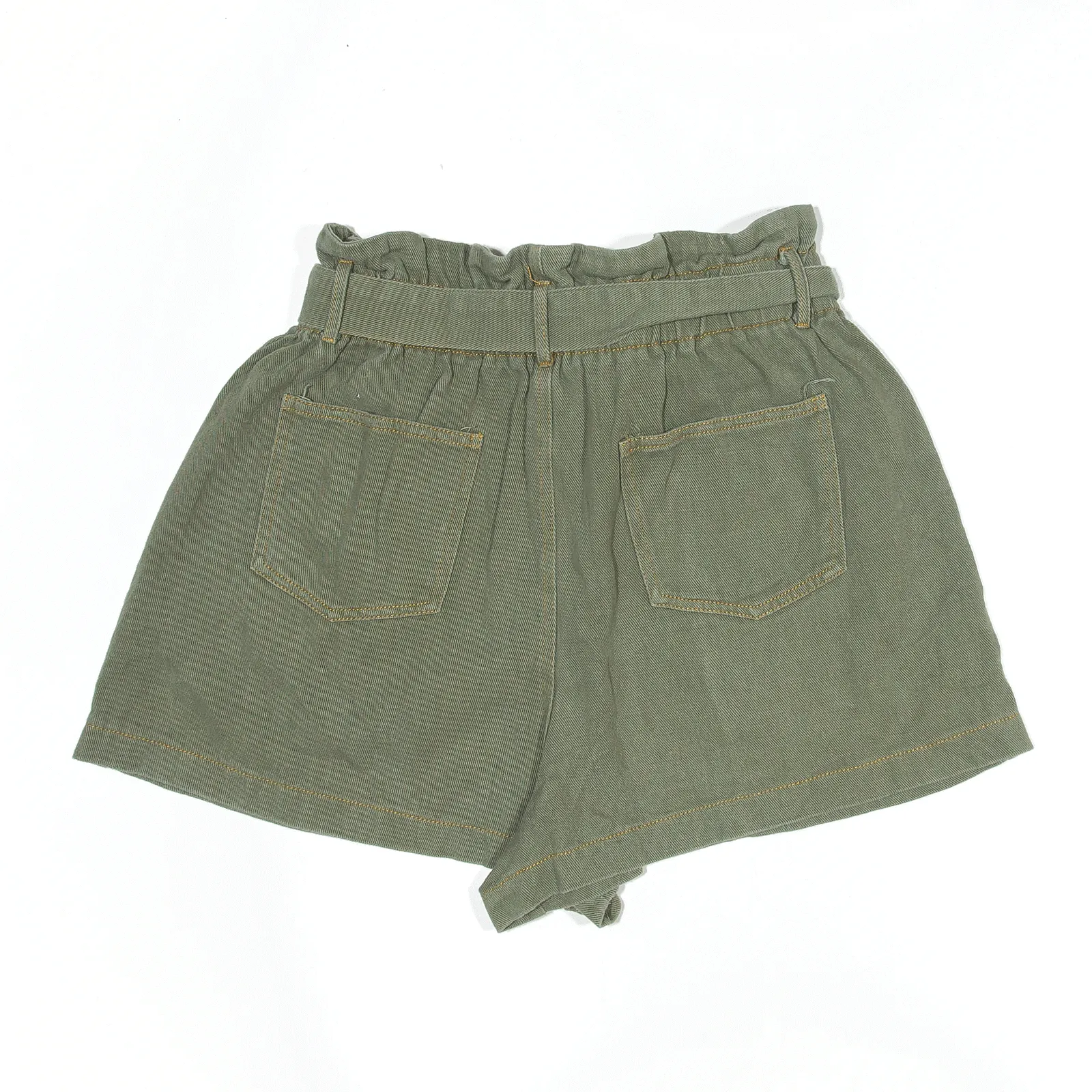 ALL IN FAVOUR Paper Bag Waist Shorts Green Regular Casual Womens S W26