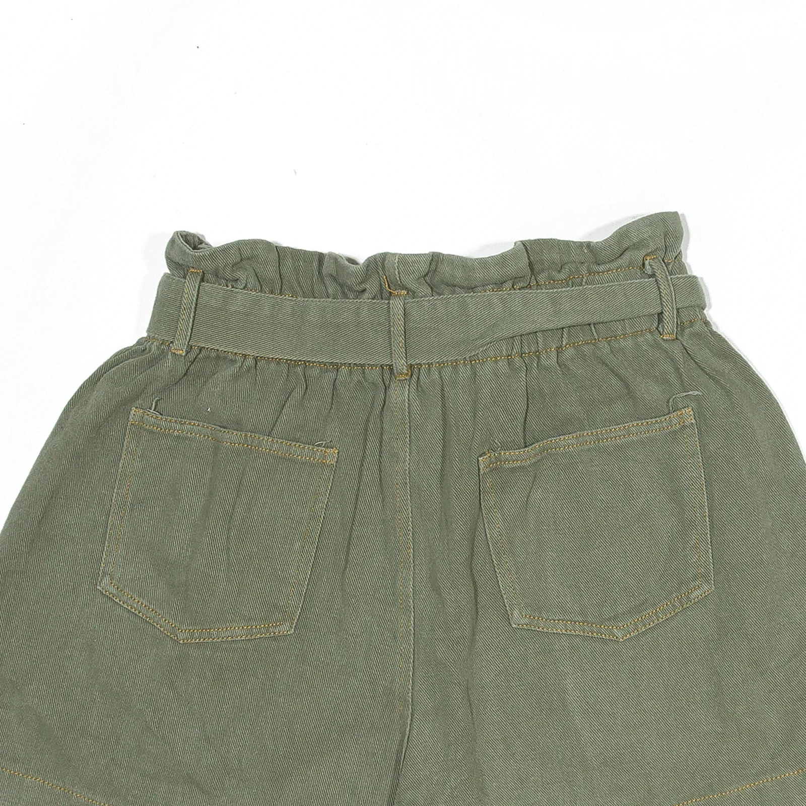 ALL IN FAVOUR Paper Bag Waist Shorts Green Regular Casual Womens S W26