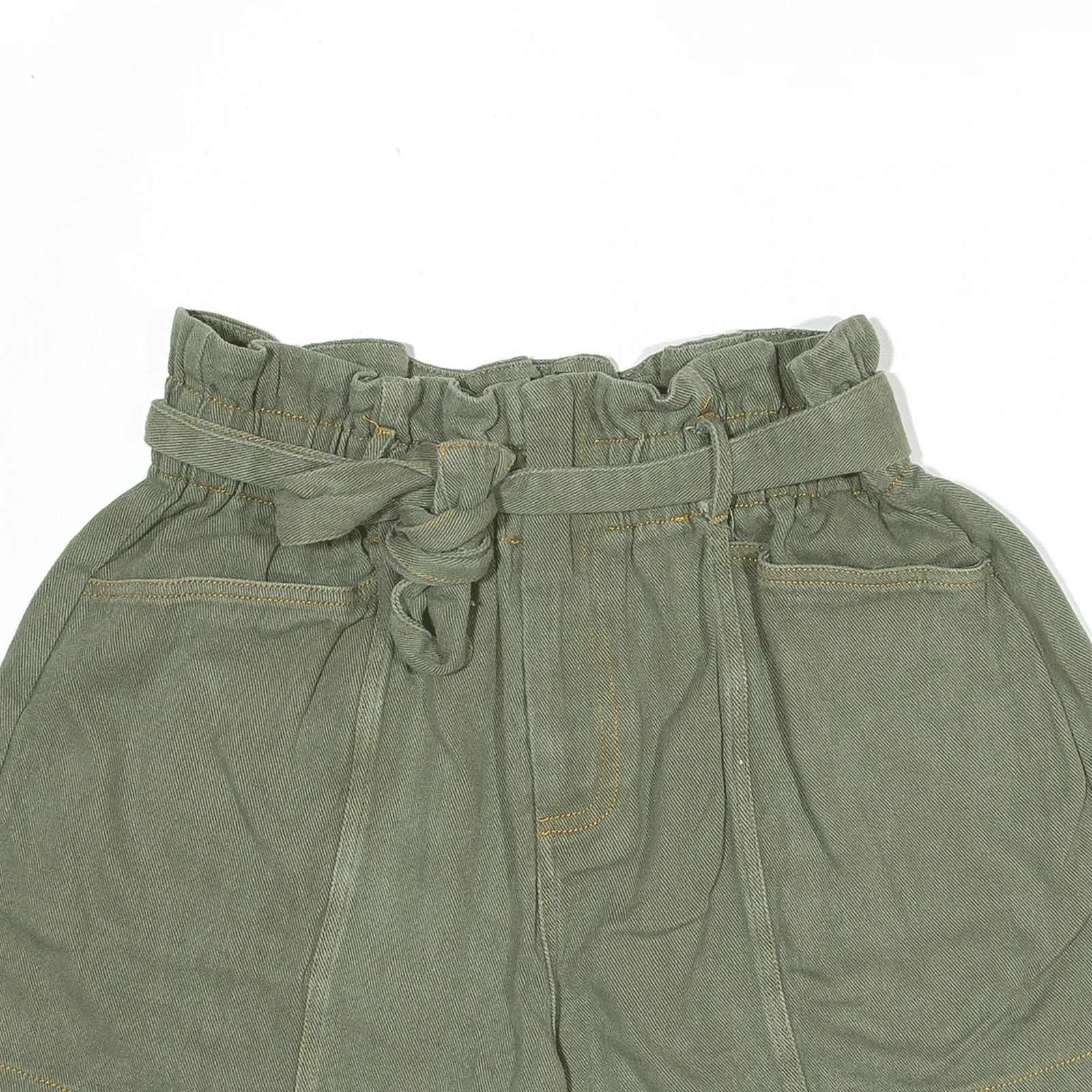 ALL IN FAVOUR Paper Bag Waist Shorts Green Regular Casual Womens S W26