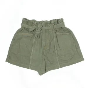 ALL IN FAVOUR Paper Bag Waist Shorts Green Regular Casual Womens S W26