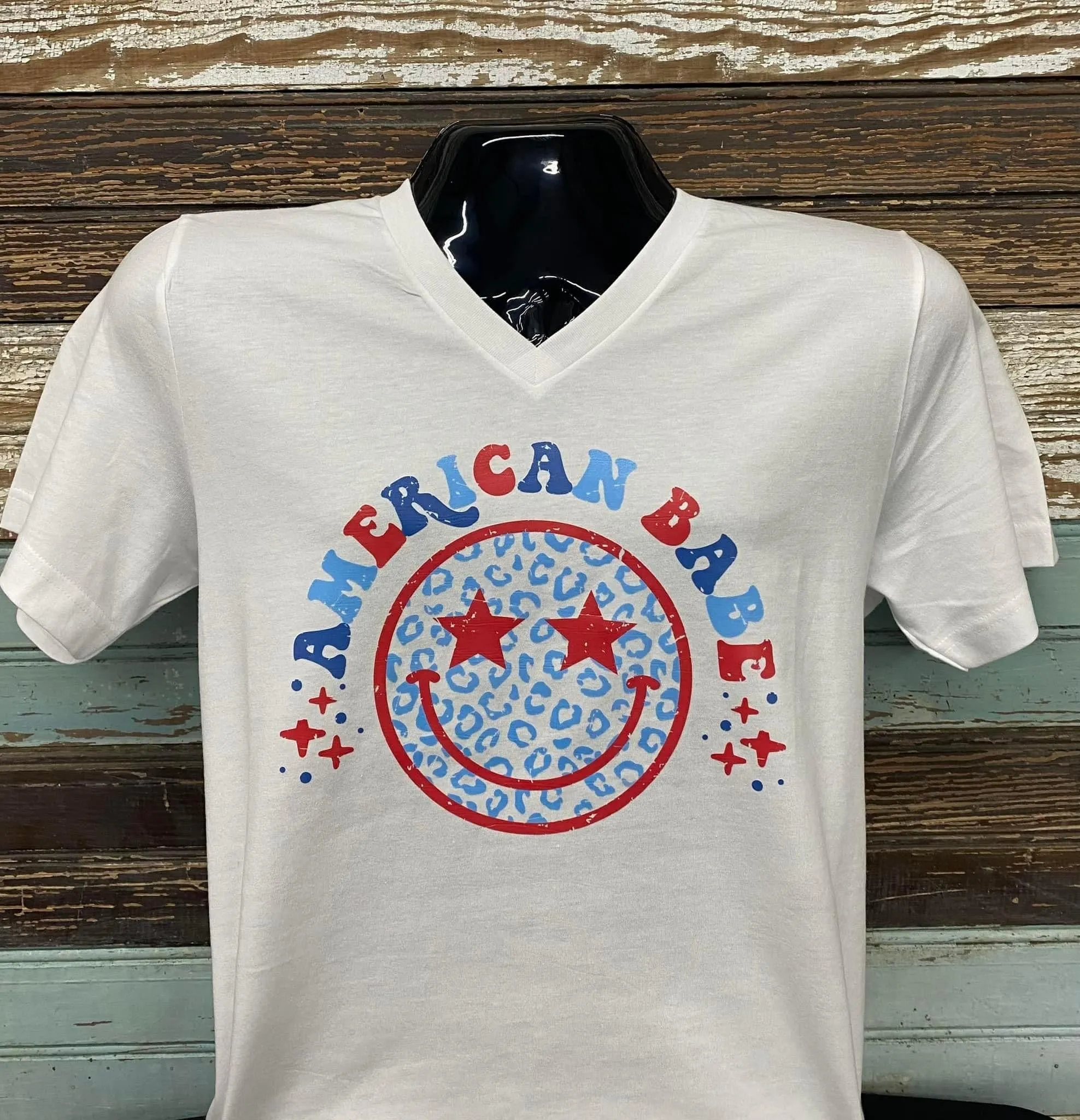 American Babe V-Neck Short Sleeve Shirt