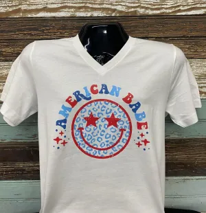 American Babe V-Neck Short Sleeve Shirt