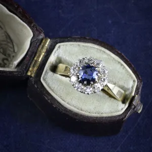 Antique Sapphire Diamond Cluster Ring