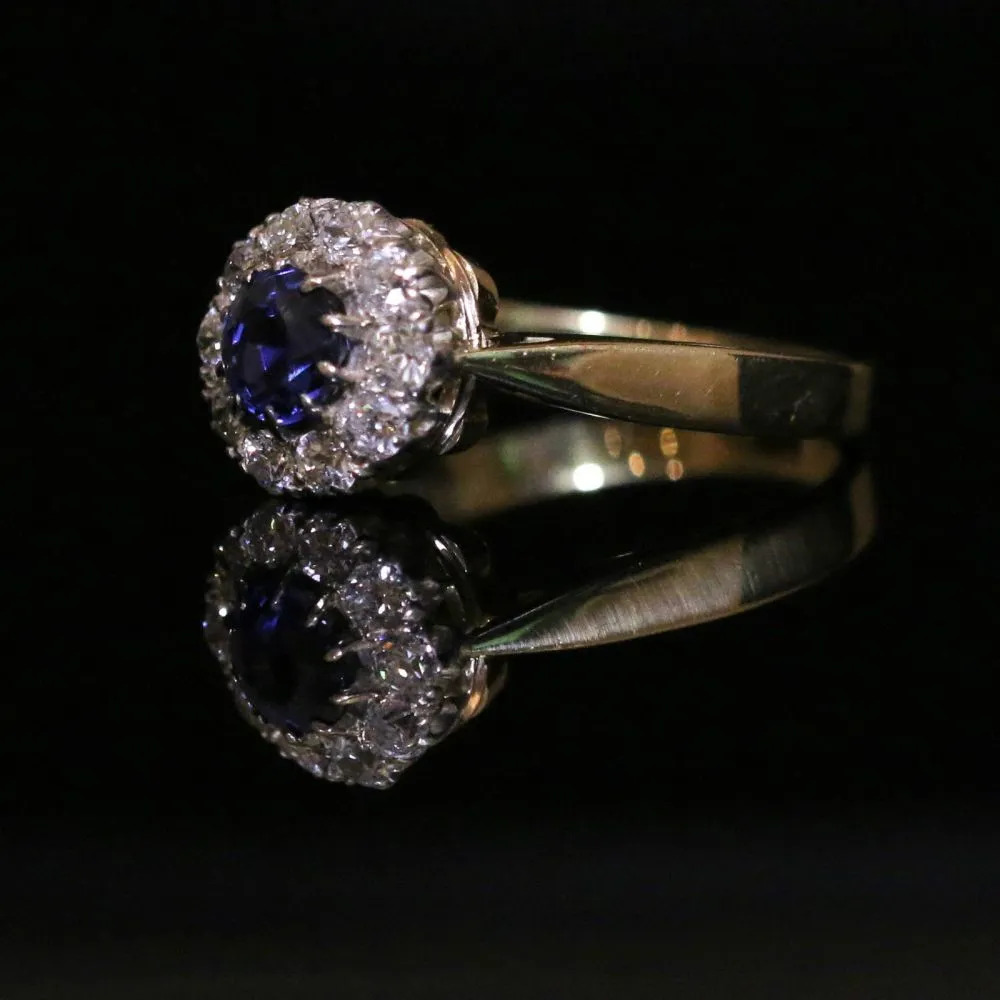 Antique Sapphire Diamond Cluster Ring