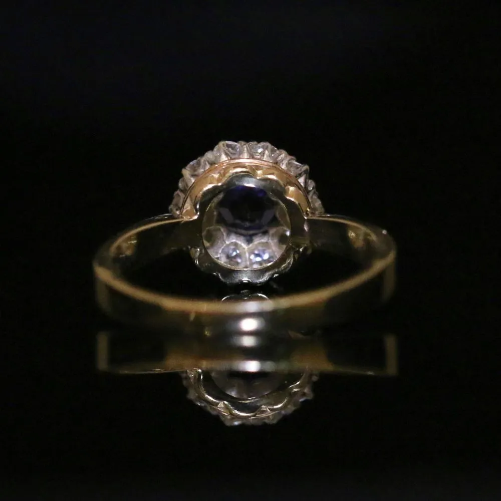 Antique Sapphire Diamond Cluster Ring