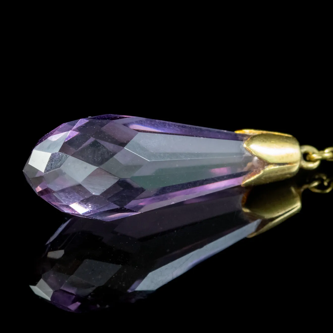 Antique Victorian Amethyst Pearl Drop Earrings 15ct Gold Circa 1900