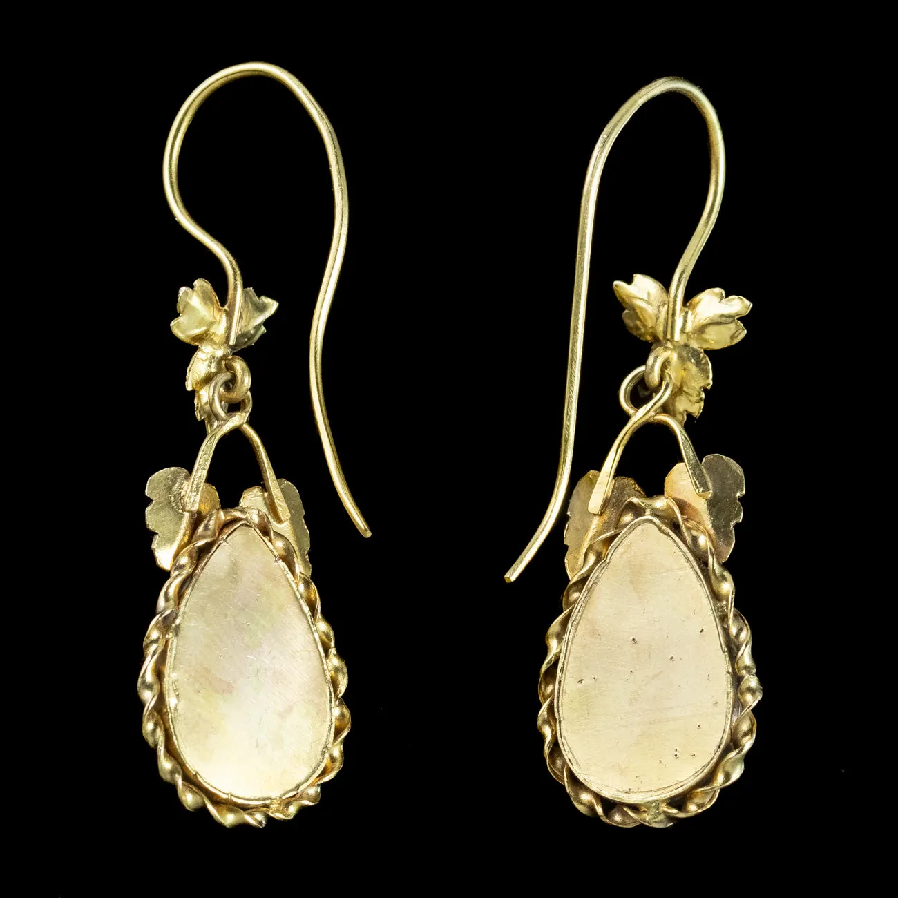 Antique Victorian Garnet Drop Earrings 15ct Gold 3.7ct Garnets