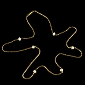 Antique Victorian Gold Pearl Plait Chain Circa 1895
