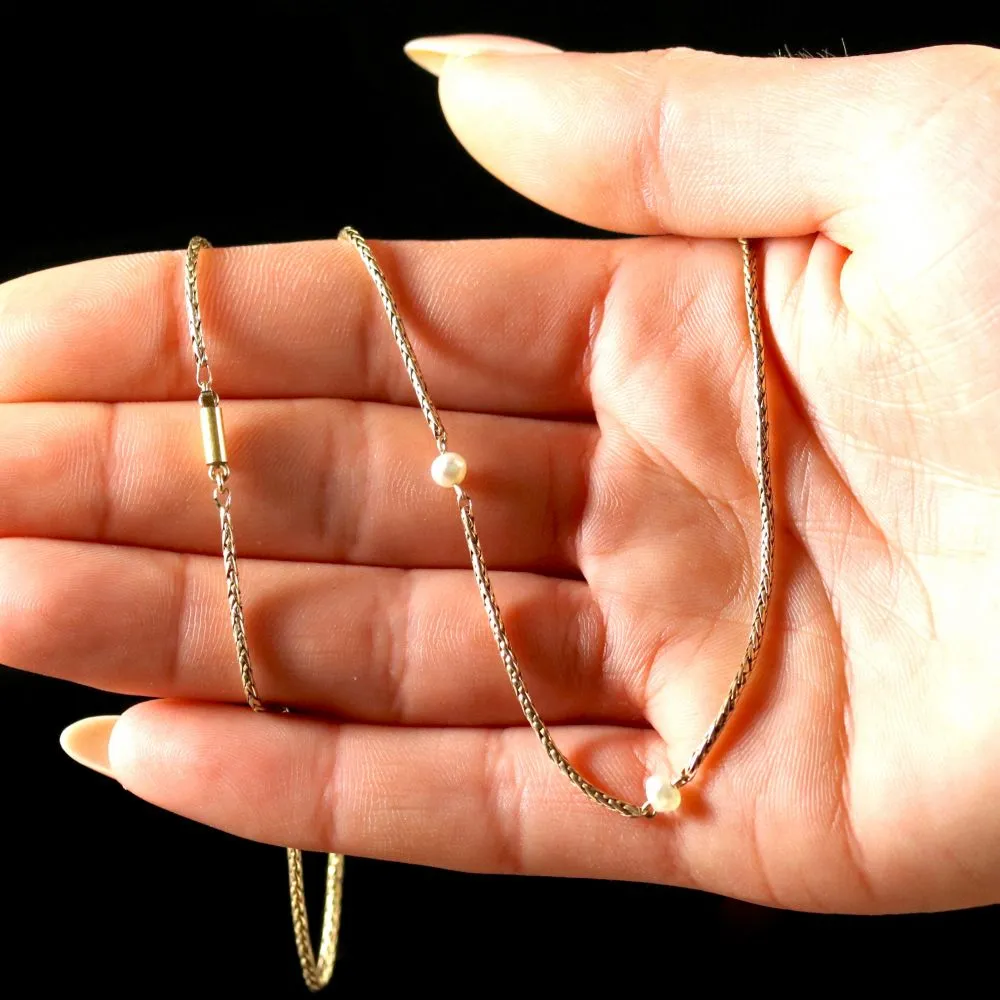 Antique Victorian Gold Pearl Plait Chain Circa 1895