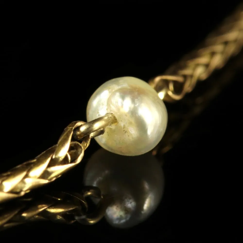 Antique Victorian Gold Pearl Plait Chain Circa 1895