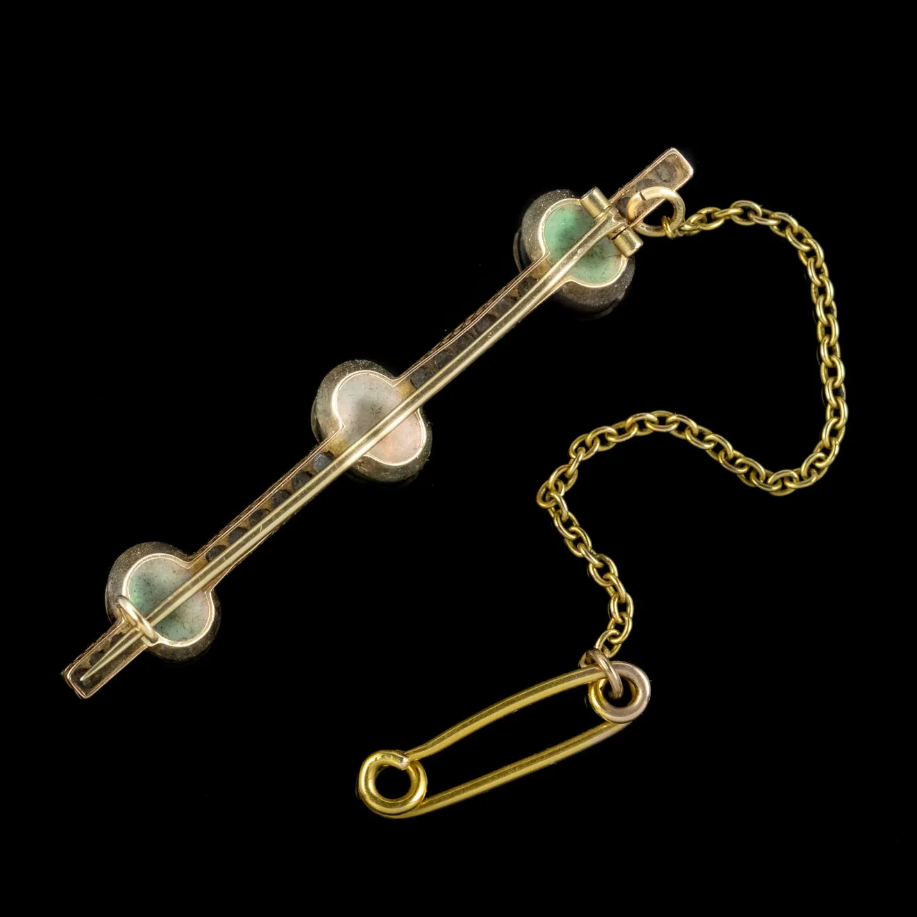 Antique Victorian Opal Diamond Bar Brooch 18ct Gold Silver 4.5ct Of Opal Circa 1900