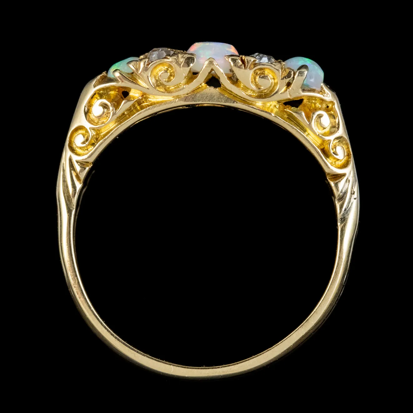 Antique Victorian Opal Diamond Ring 18ct Gold Circa 1895