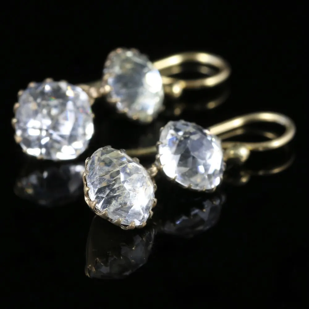 Antique Victorian Paste Earrings Silver Gilt Circa 1900