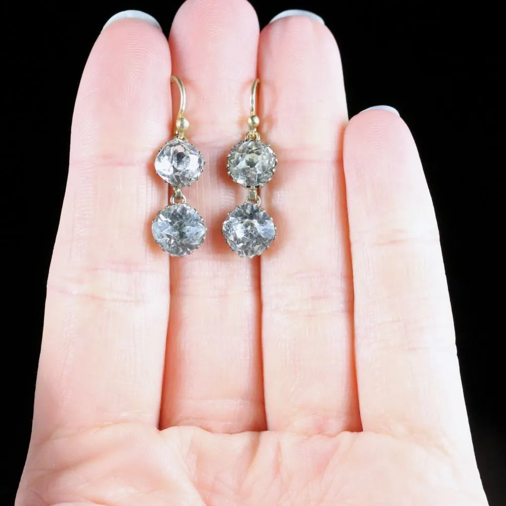 Antique Victorian Paste Earrings Silver Gilt Circa 1900