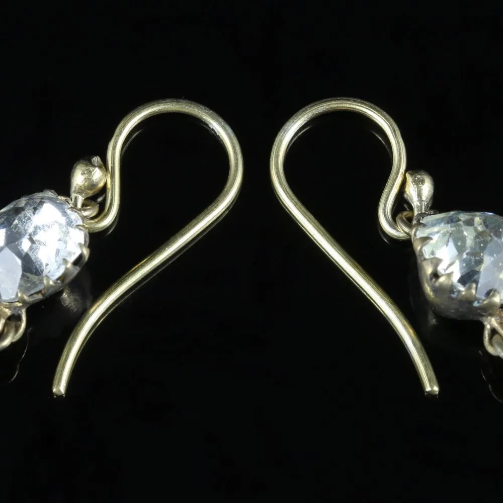 Antique Victorian Paste Earrings Silver Gilt Circa 1900