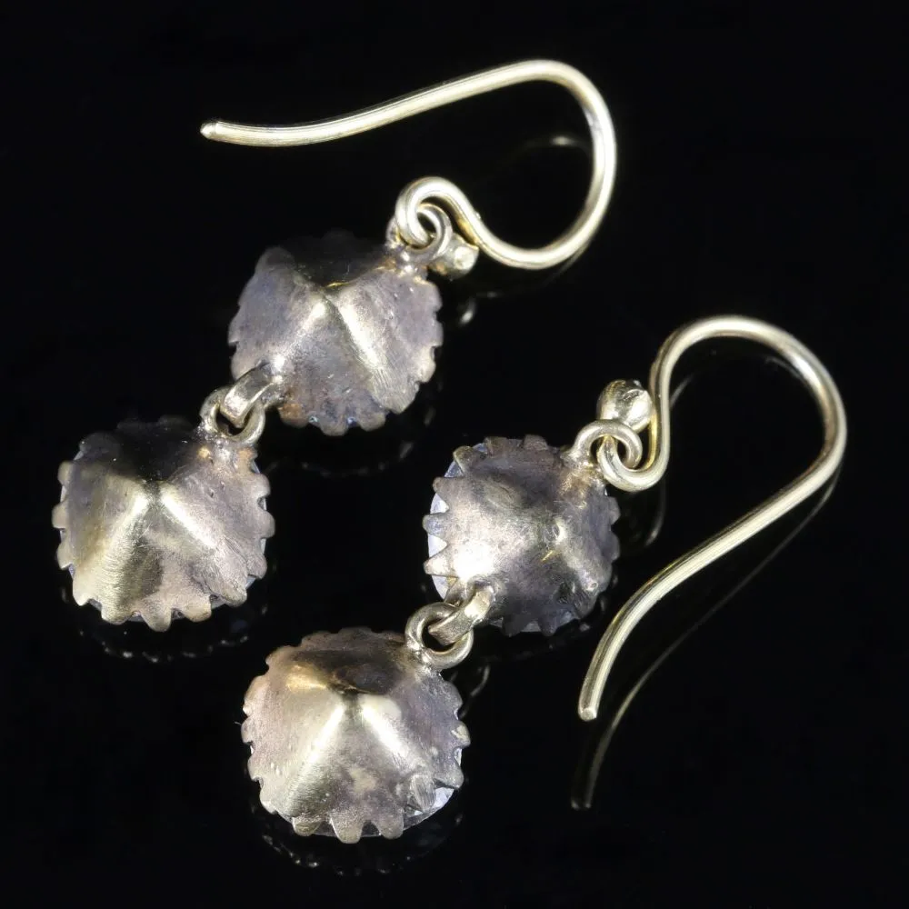 Antique Victorian Paste Earrings Silver Gilt Circa 1900
