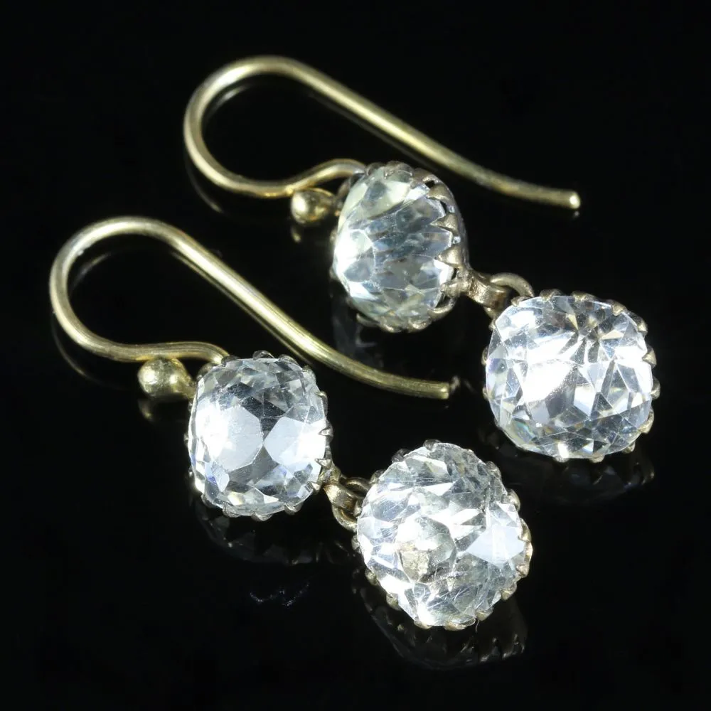 Antique Victorian Paste Earrings Silver Gilt Circa 1900