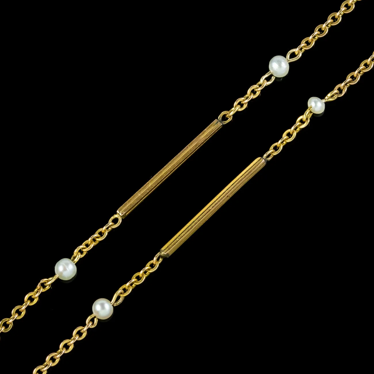 Antique Victorian Pearl Chain Necklace 9ct Gold Cira 1900