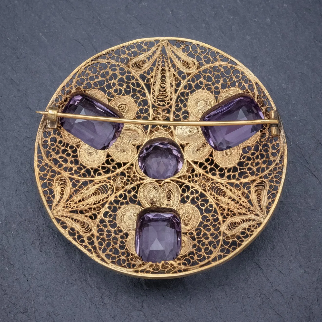 Antique Victorian Purple Spinel Brooch Pearl 18Ct Gold Silver Circa 1900