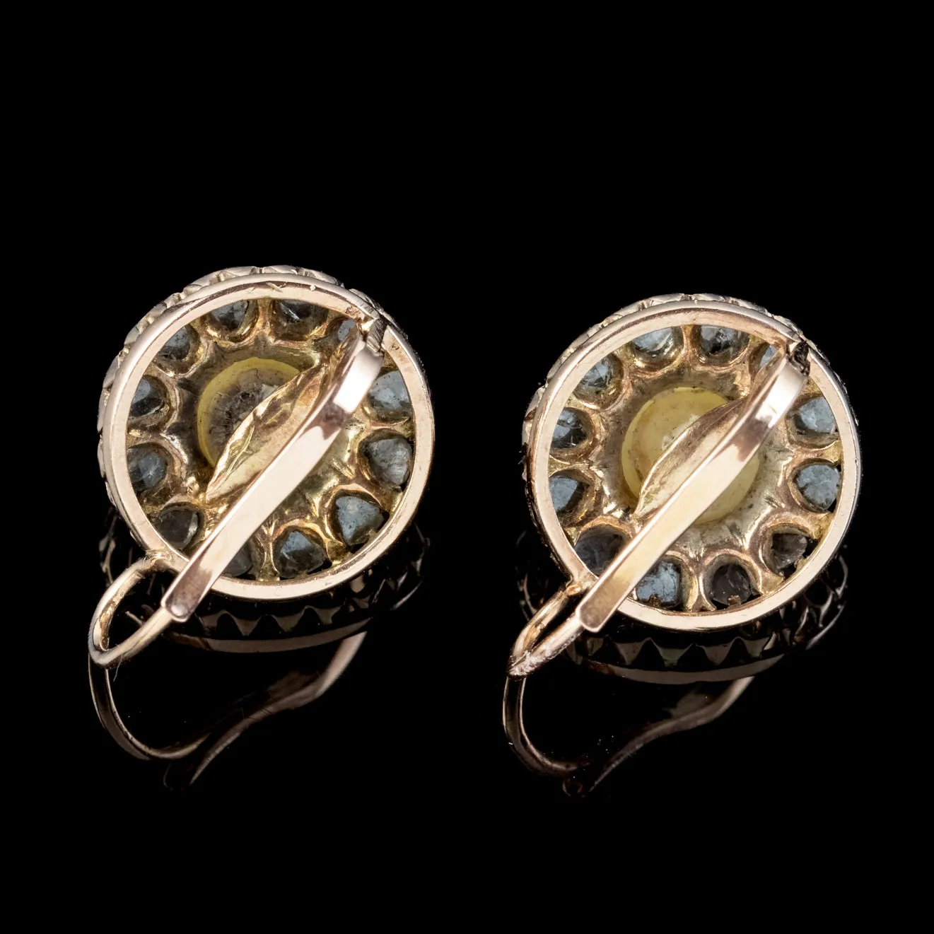 Antique Victorian Rose Cut Diamond Natural Pearl Earrings 3.60ct Of Diamond 18ct Gold Circa 1880