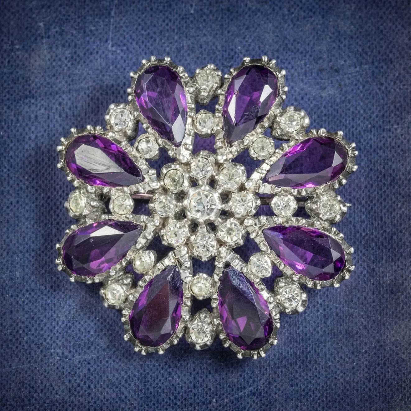 Antique Victorian Silver Paste Amethyst Brooch Circa 1900
