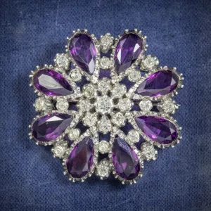Antique Victorian Silver Paste Amethyst Brooch Circa 1900